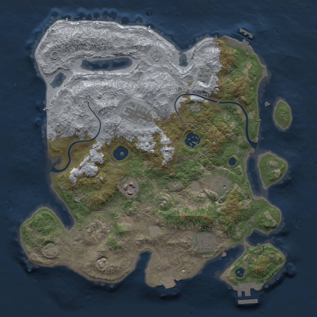 Rust Map: Procedural Map, Size: 3300, Seed: 1469034496, 13 Monuments