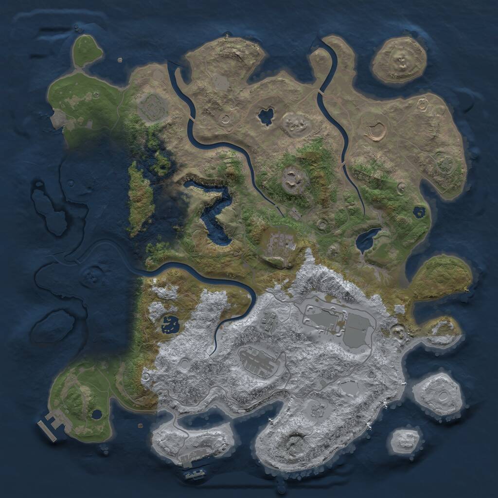 Rust Map: Procedural Map, Size: 4000, Seed: 1289769244, 14 Monuments