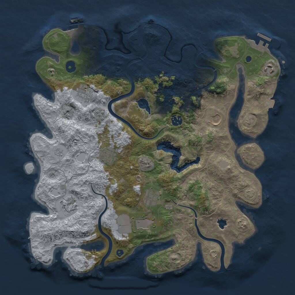 Rust Map: Procedural Map, Size: 4000, Seed: 27645, 17 Monuments