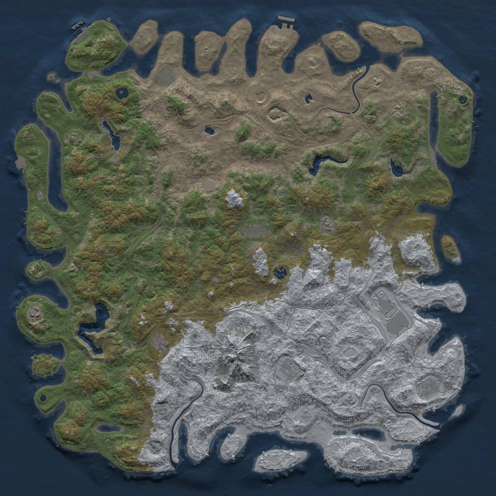 Rust Map: Procedural Map, Size: 6000, Seed: 852580944, 19 Monuments