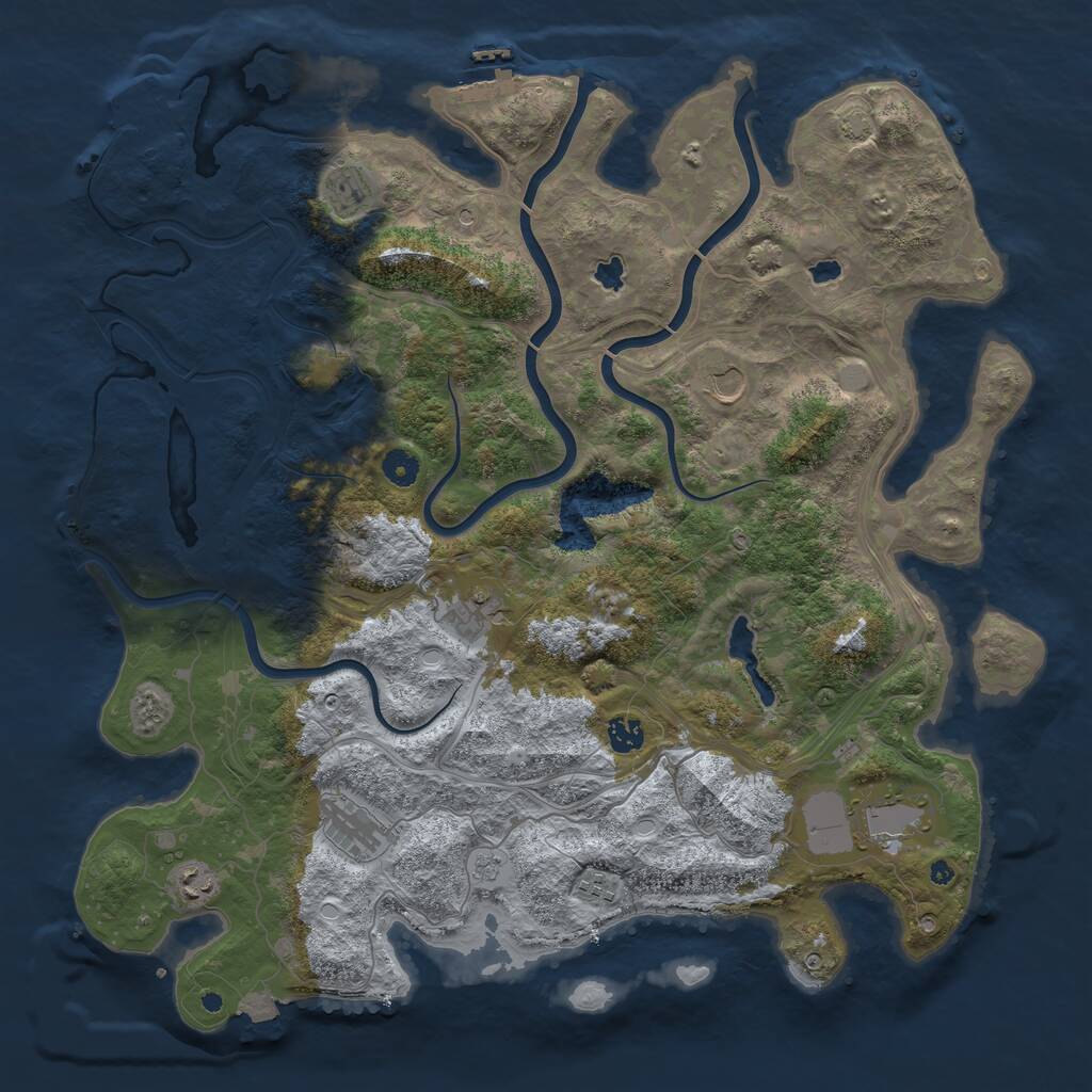 Rust Map: Procedural Map, Size: 4500, Seed: 57130105, 16 Monuments