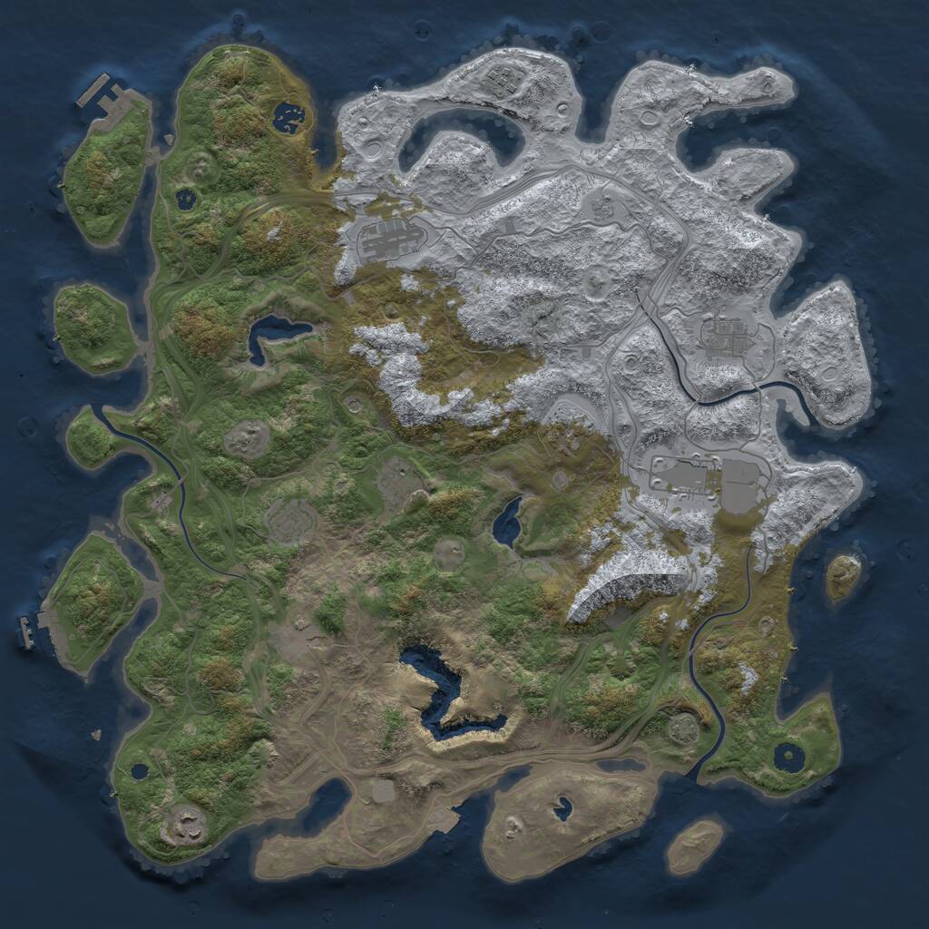 Rust Map: Procedural Map, Size: 4500, Seed: 1995415839, 18 Monuments