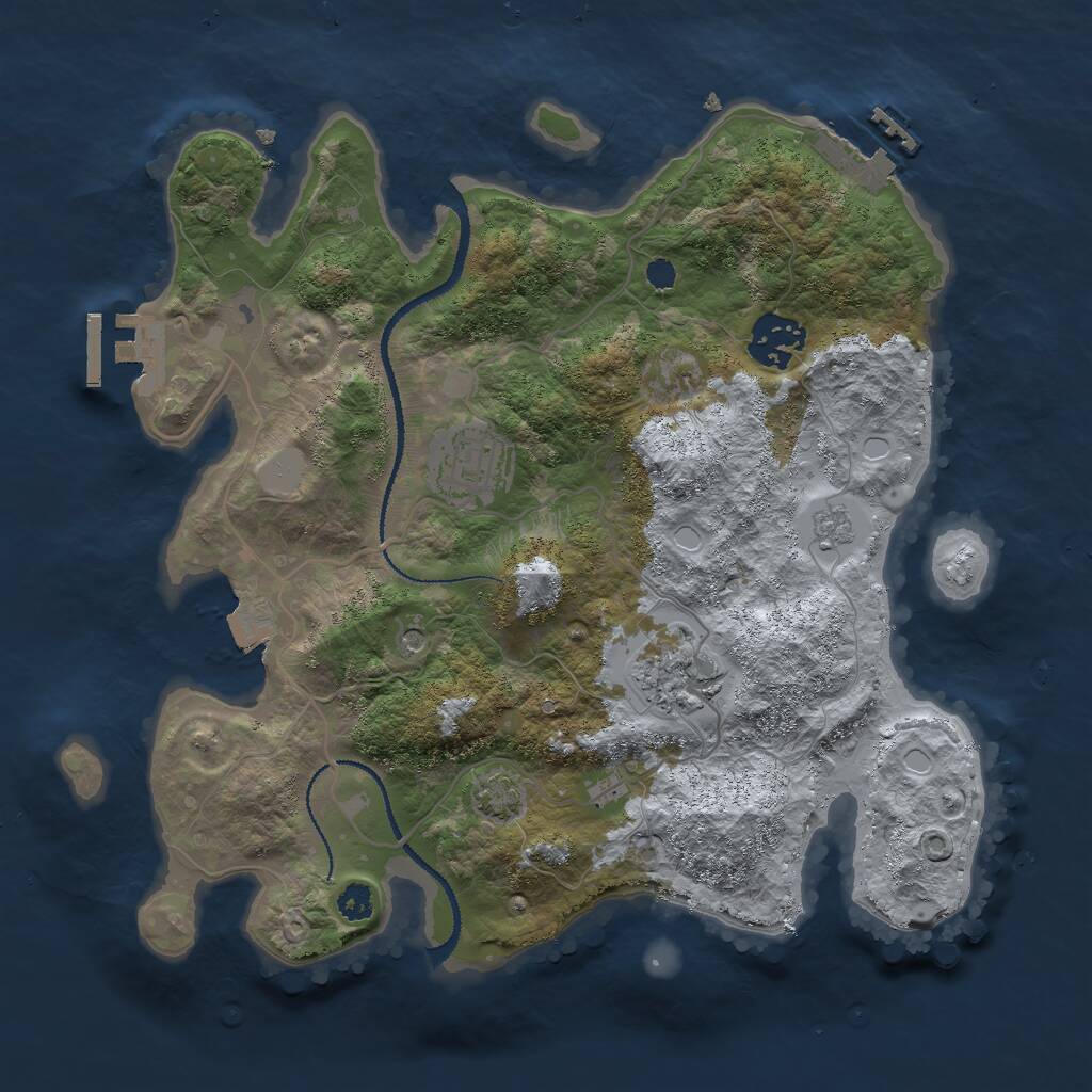 Rust Map: Procedural Map, Size: 3000, Seed: 94662, 9 Monuments