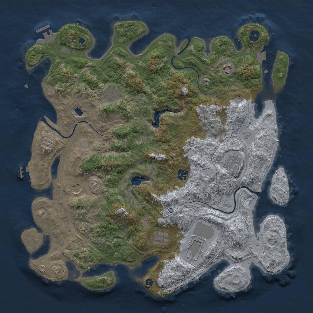 Rust Map: Procedural Map, Size: 4301, Seed: 437061324, 14 Monuments