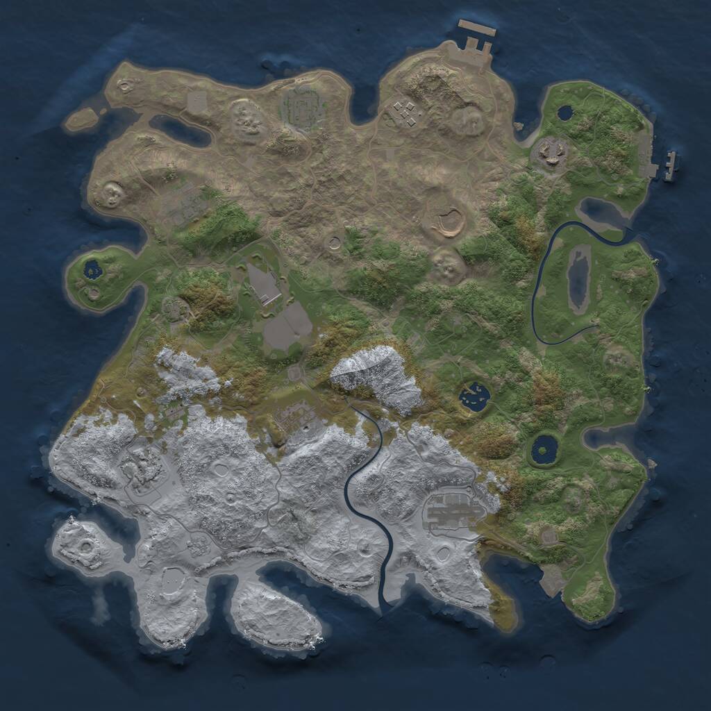 Rust Map: Procedural Map, Size: 3800, Seed: 512345, 16 Monuments