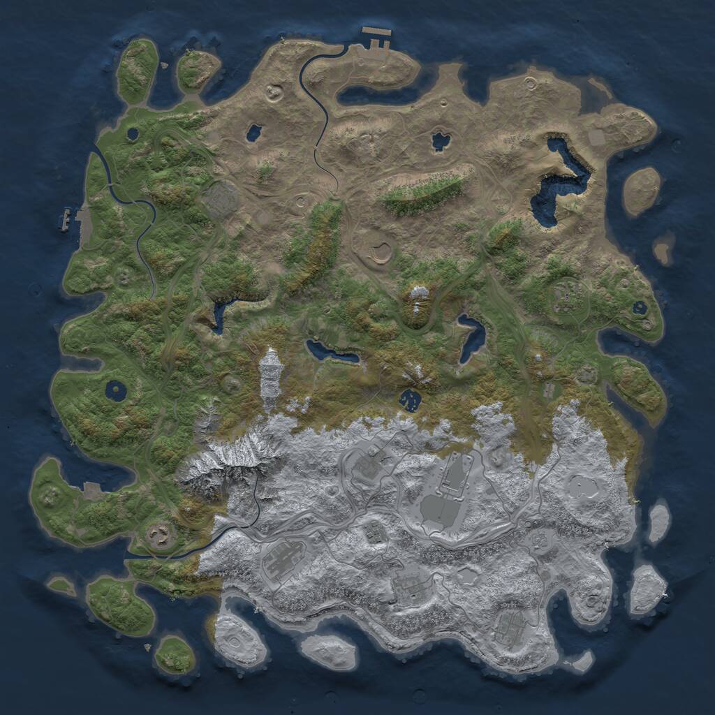 Rust Map: Procedural Map, Size: 5000, Seed: 23704502, 17 Monuments