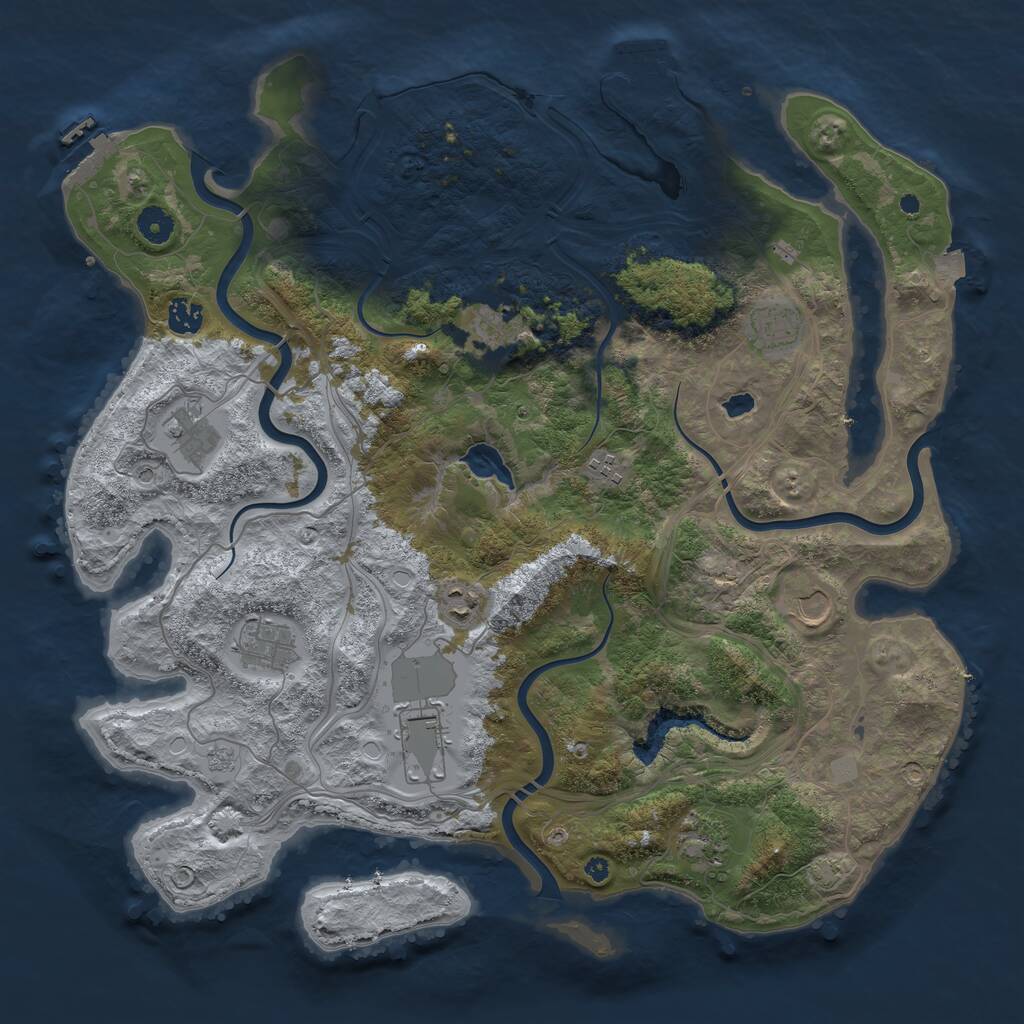 Rust Map: Procedural Map, Size: 4253, Seed: 425631625, 16 Monuments
