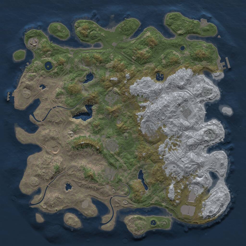 Rust Map: Procedural Map, Size: 4500, Seed: 643654975, 17 Monuments