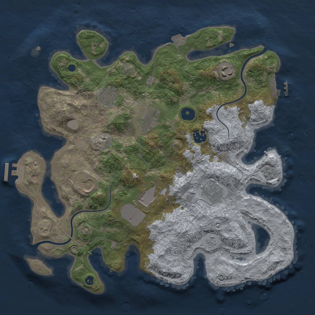 Rust Map: Procedural Map, Size: 3500, Seed: 1755597337, 14 Monuments