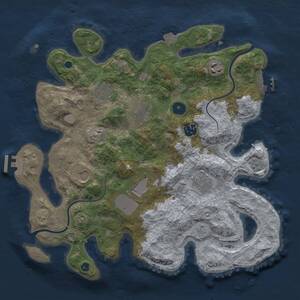 Thumbnail Rust Map: Procedural Map, Size: 3500, Seed: 1755597337, 14 Monuments