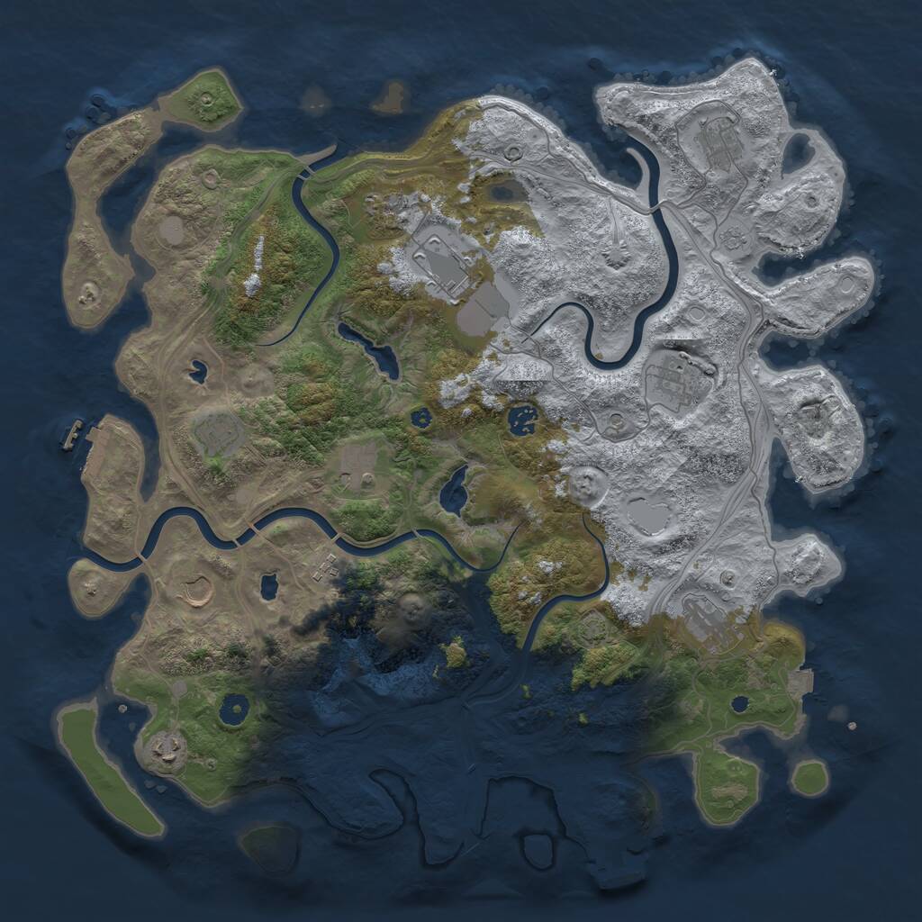 Rust Map: Procedural Map, Size: 4500, Seed: 1427659558, 17 Monuments