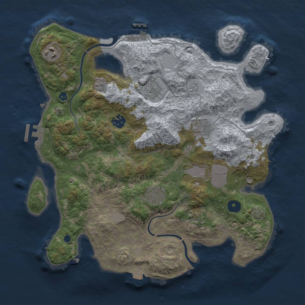 Rust Map: Procedural Map, Size: 3500, Seed: 22537, 14 Monuments