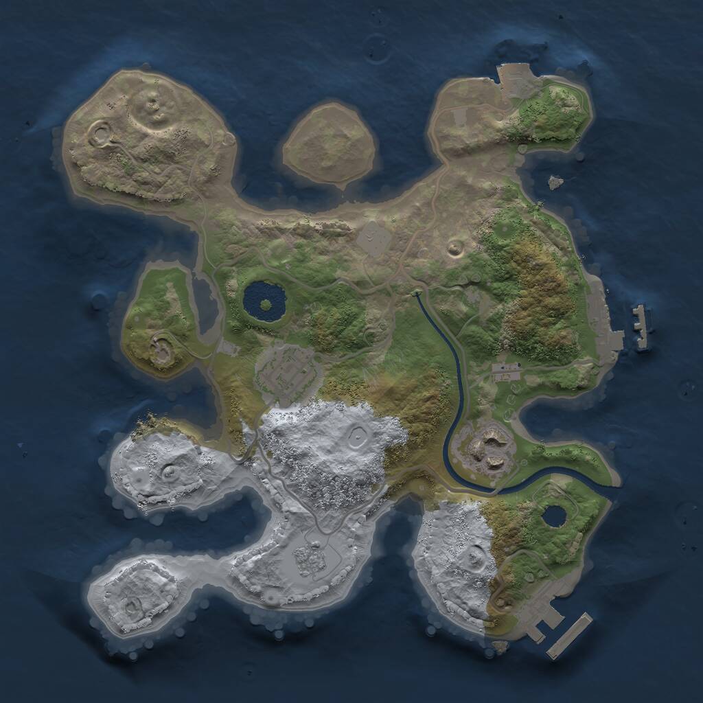 Rust Map: Procedural Map, Size: 2500, Seed: 2014794781, 6 Monuments