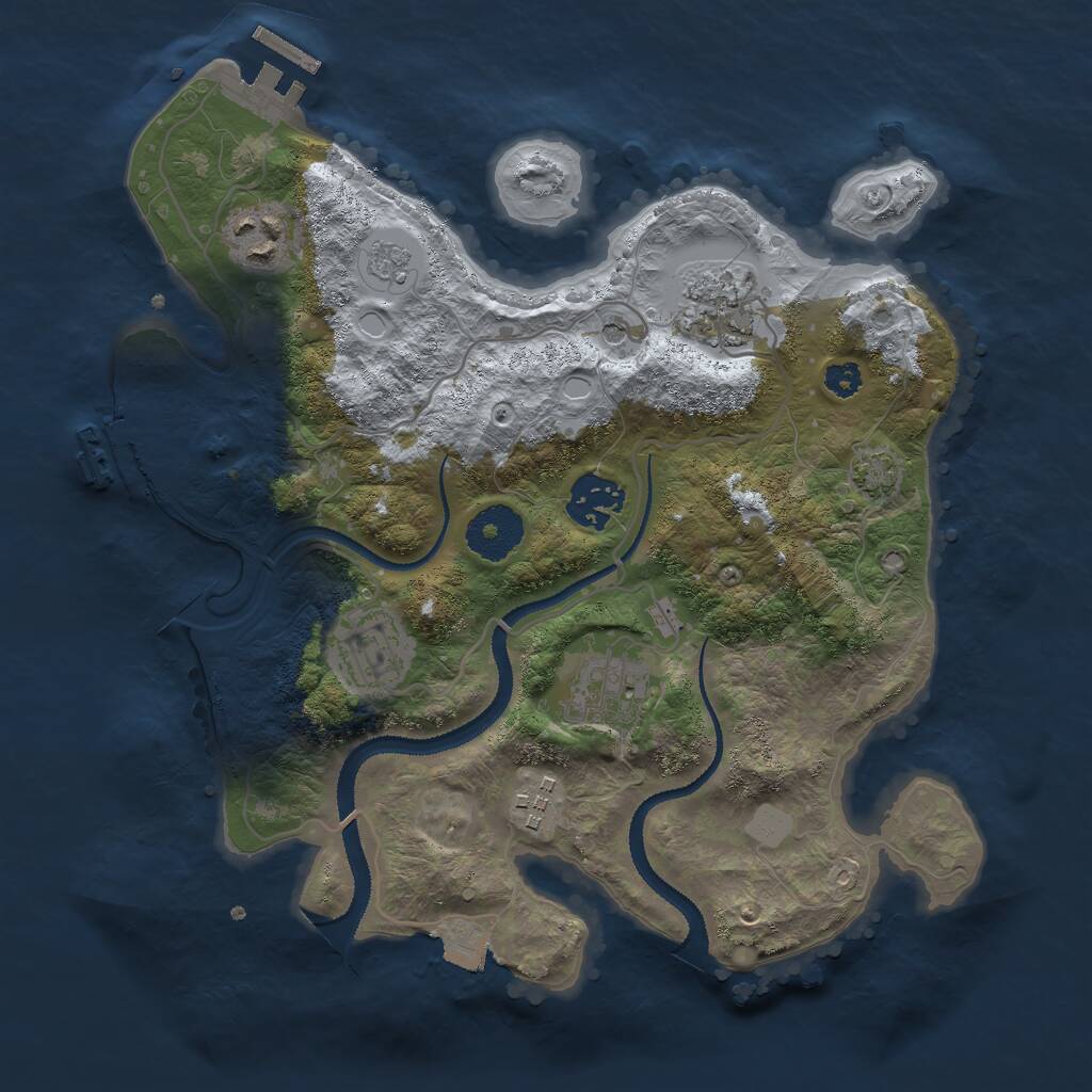 Rust Map: Procedural Map, Size: 3000, Seed: 228985555, 14 Monuments