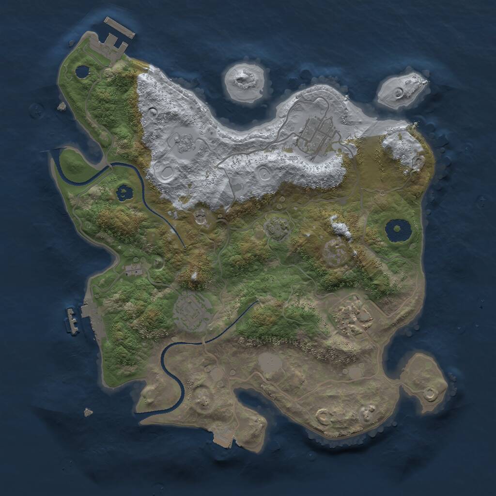 Rust Map: Procedural Map, Size: 3000, Seed: 228985555, 9 Monuments