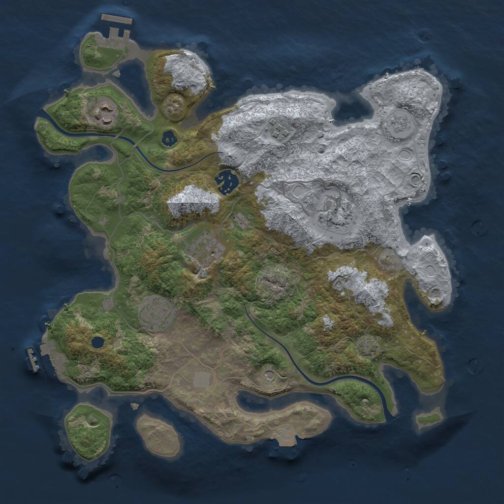 Rust Map: Procedural Map, Size: 3300, Seed: 1174394860, 12 Monuments