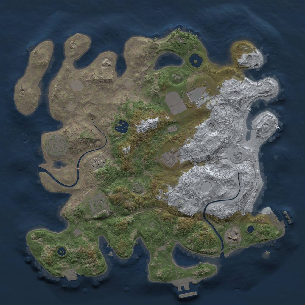 Rust Map: Procedural Map, Size: 3500, Seed: 878722414, 13 Monuments