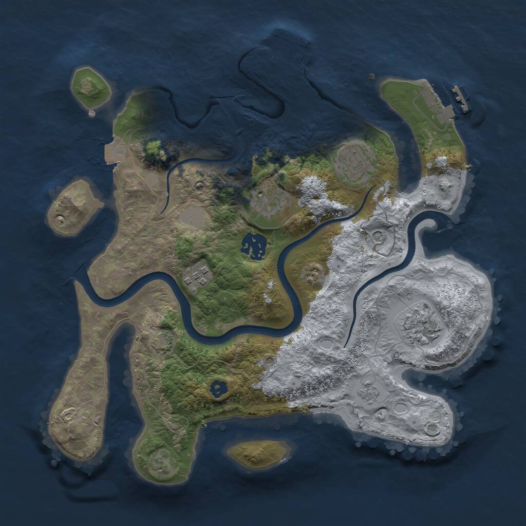 Rust Map: Procedural Map, Size: 3000, Seed: 2032848602, 11 Monuments
