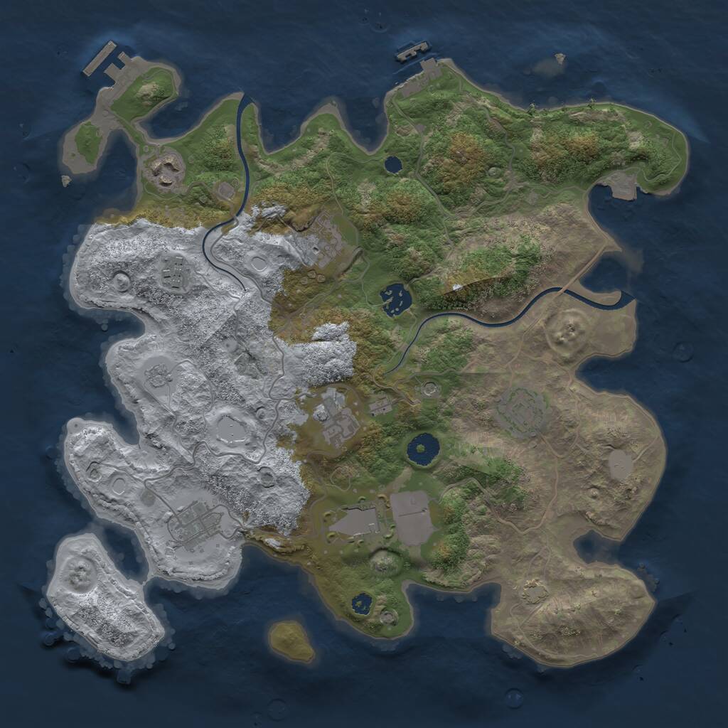 Rust Map: Procedural Map, Size: 3500, Seed: 409531701, 14 Monuments