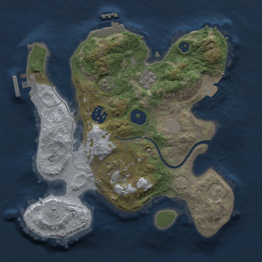 Rust Map: Procedural Map, Size: 2500, Seed: 5241, 8 Monuments