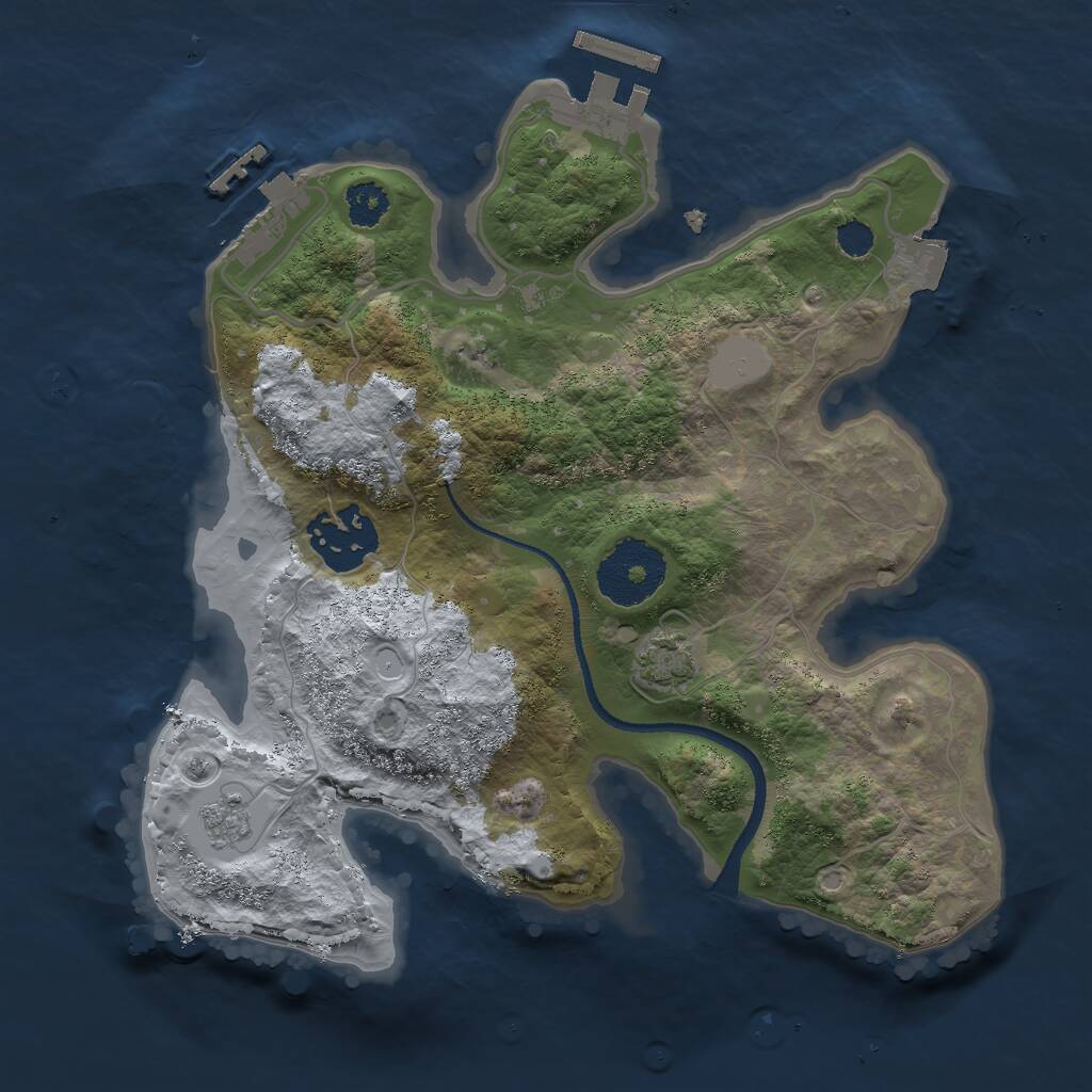 Rust Map: Procedural Map, Size: 2500, Seed: 70, 6 Monuments