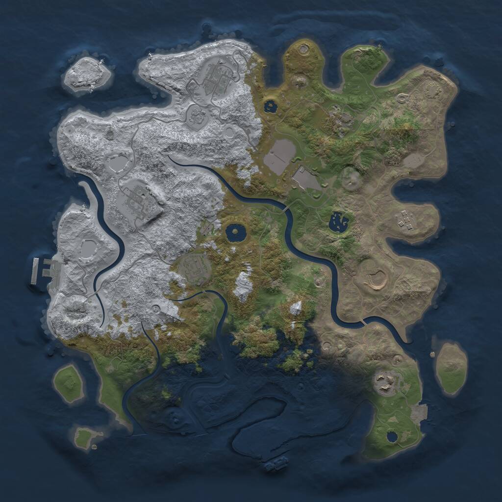 Rust Map: Procedural Map, Size: 3800, Seed: 64124316, 17 Monuments