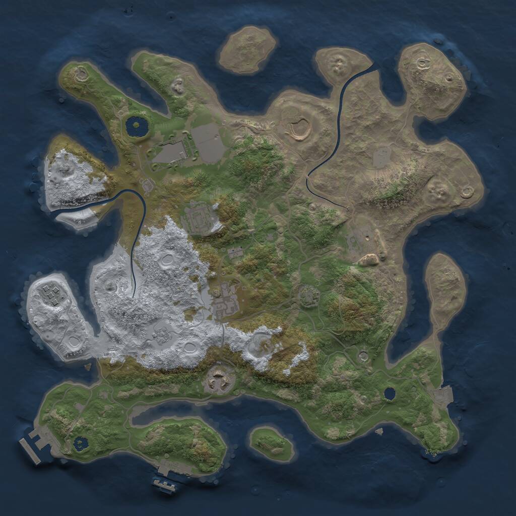 Rust Map: Procedural Map, Size: 3500, Seed: 878175480, 13 Monuments