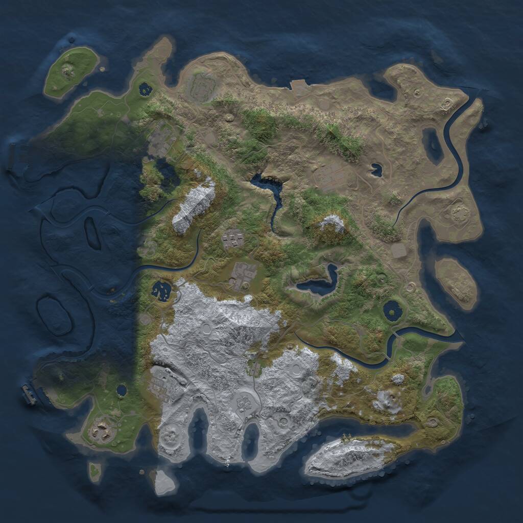 Rust Map: Procedural Map, Size: 4000, Seed: 412345, 14 Monuments