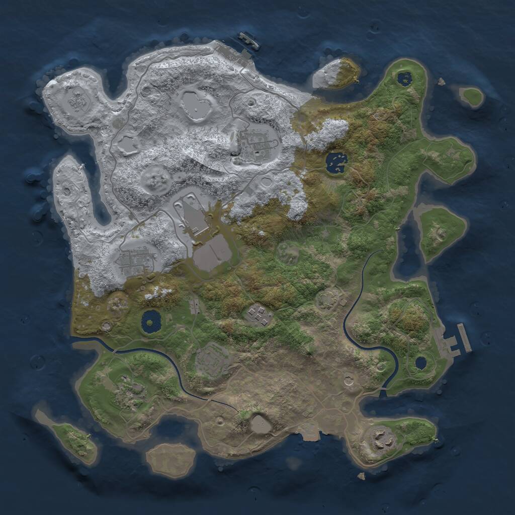 Rust Map: Procedural Map, Size: 3500, Seed: 758992521, 14 Monuments