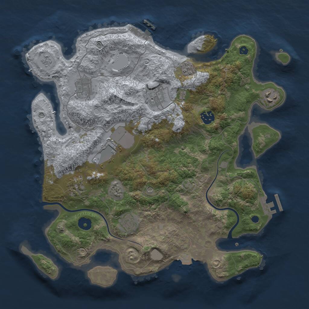 Rust Map: Procedural Map, Size: 3500, Seed: 758992521, 14 Monuments