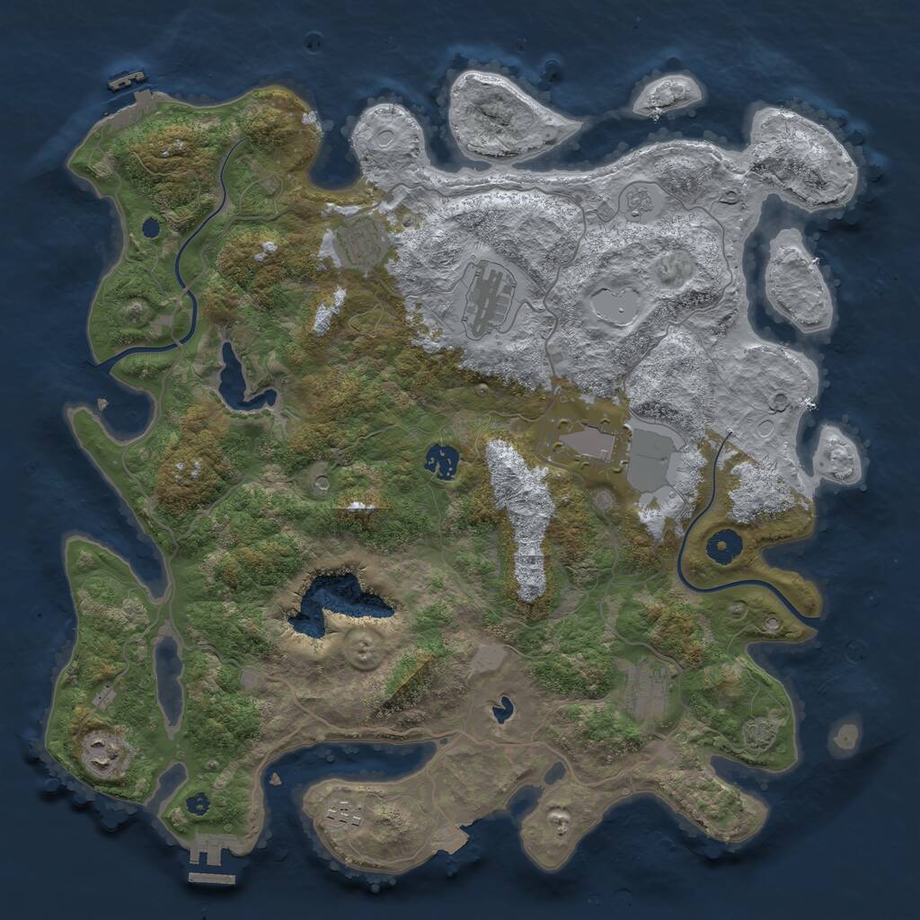 Rust Map: Procedural Map, Size: 4000, Seed: 55634324, 13 Monuments