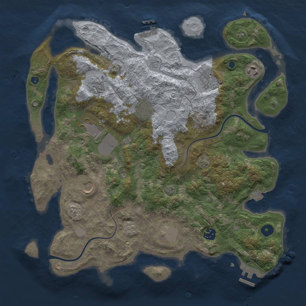 Rust Map: Procedural Map, Size: 3800, Seed: 2129496148, 15 Monuments