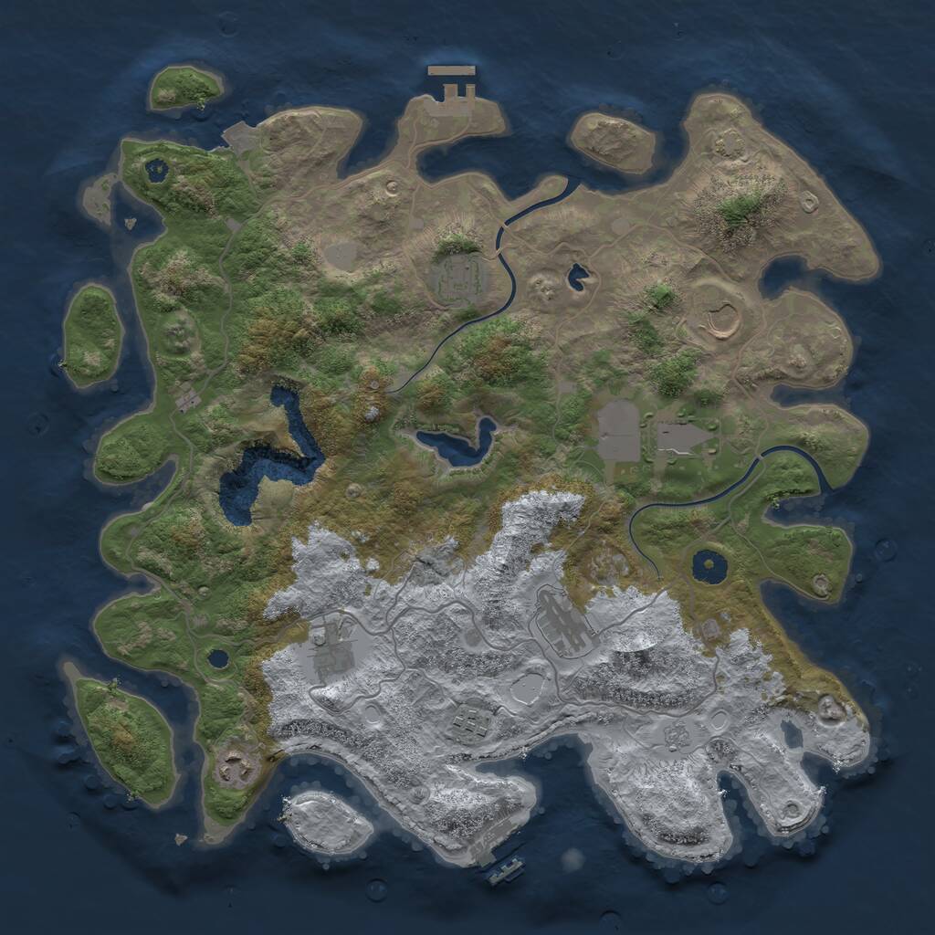Rust Map: Procedural Map, Size: 4000, Seed: 1233211, 12 Monuments