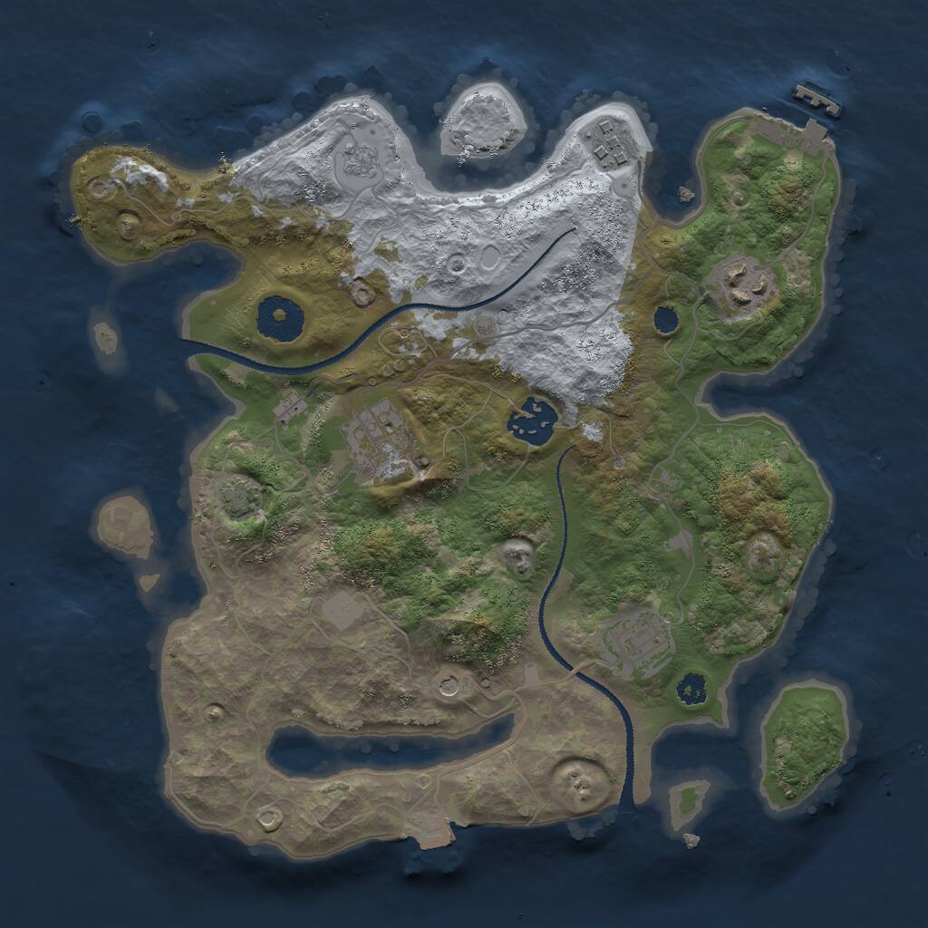 Rust Map: Procedural Map, Size: 3000, Seed: 67222, 10 Monuments