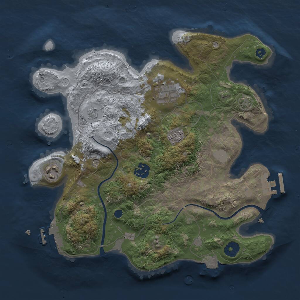 Rust Map: Procedural Map, Size: 3000, Seed: 15618063, 10 Monuments