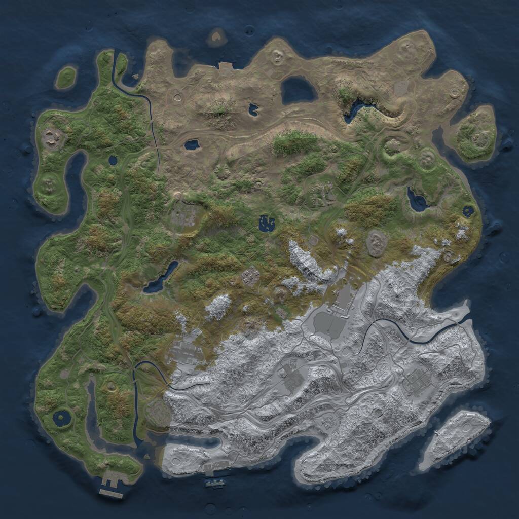 Rust Map: Procedural Map, Size: 4500, Seed: 1423374653, 16 Monuments