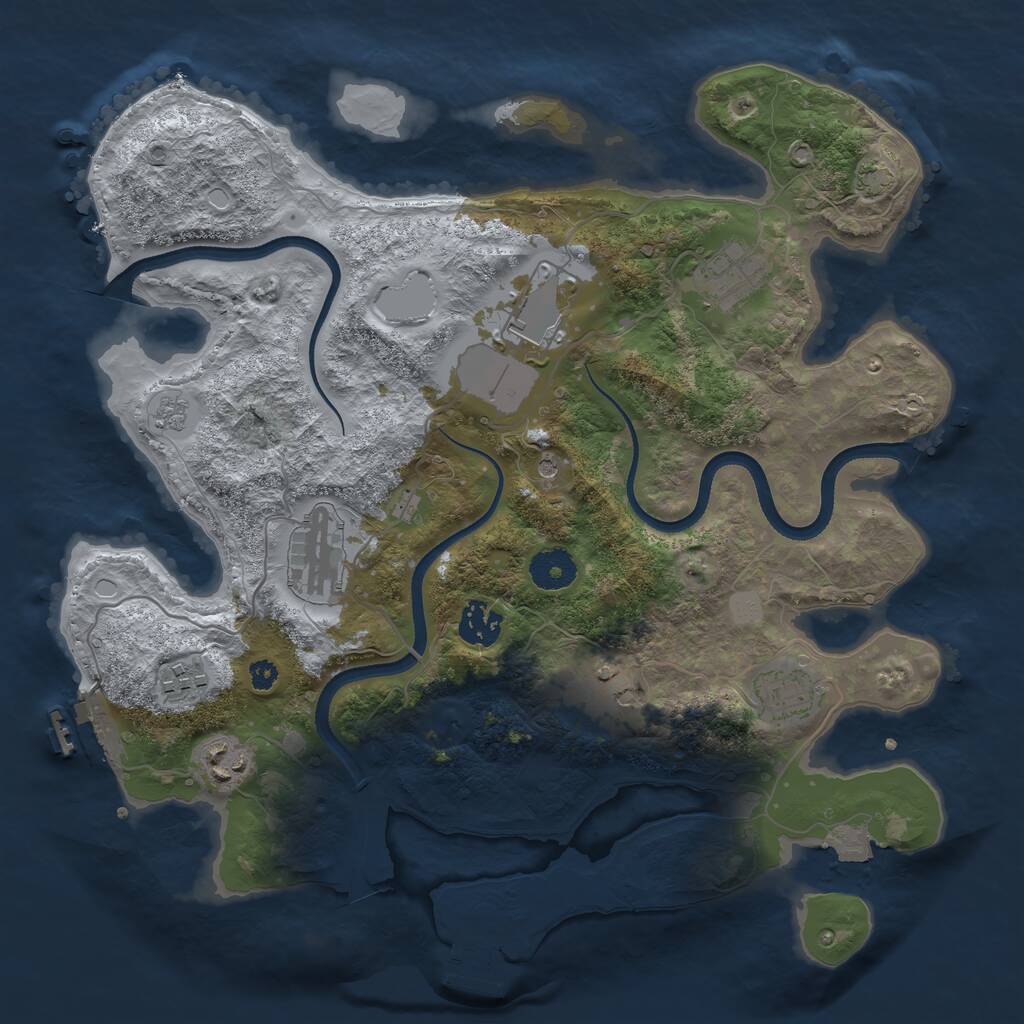 Rust Map: Procedural Map, Size: 3500, Seed: 41864963, 14 Monuments