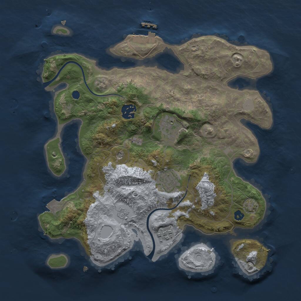 Rust Map: Procedural Map, Size: 3000, Seed: 1865547976, 9 Monuments