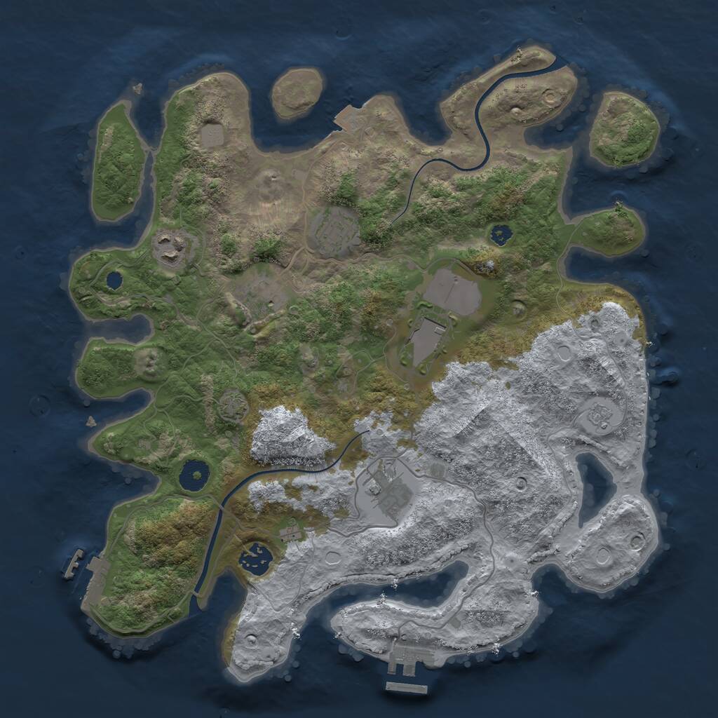 Rust Map: Procedural Map, Size: 3500, Seed: 372233644, 11 Monuments