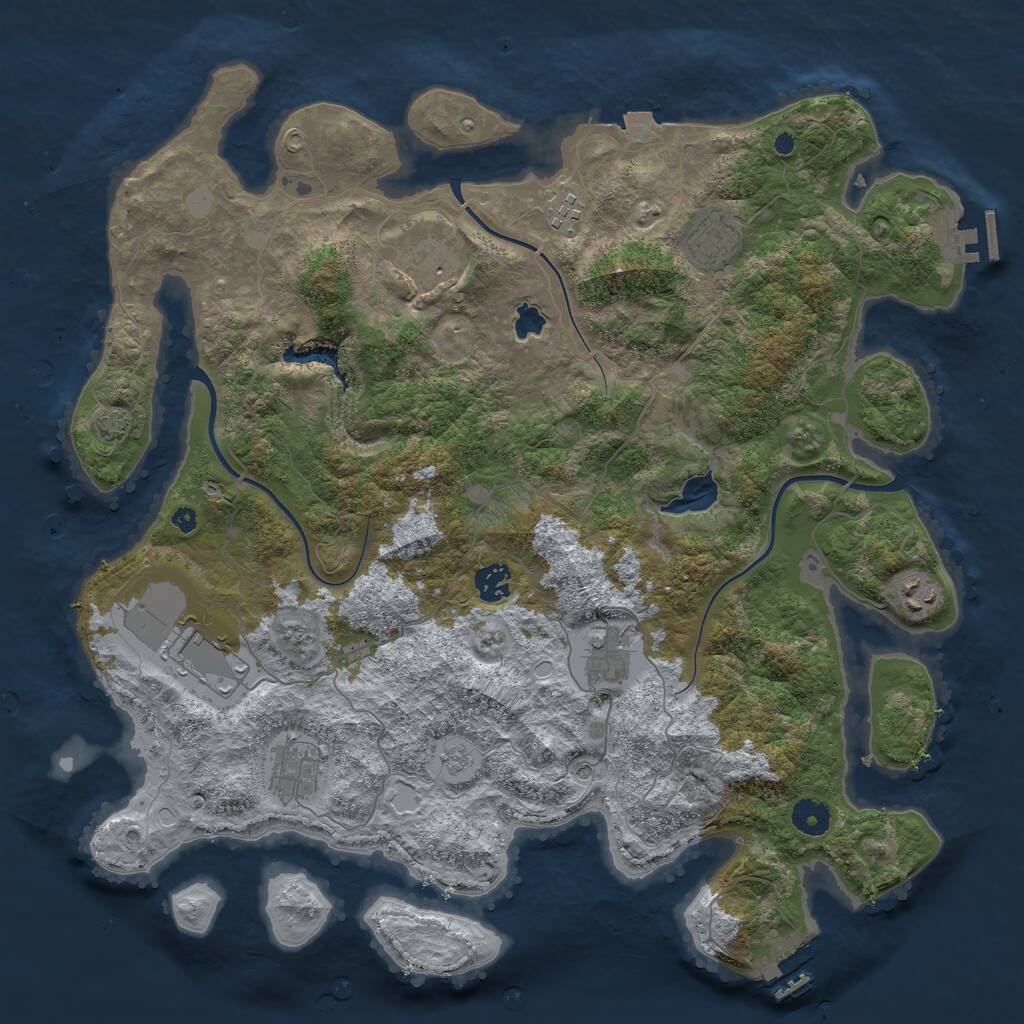 Rust Map: Procedural Map, Size: 4096, Seed: 1414405375, 14 Monuments