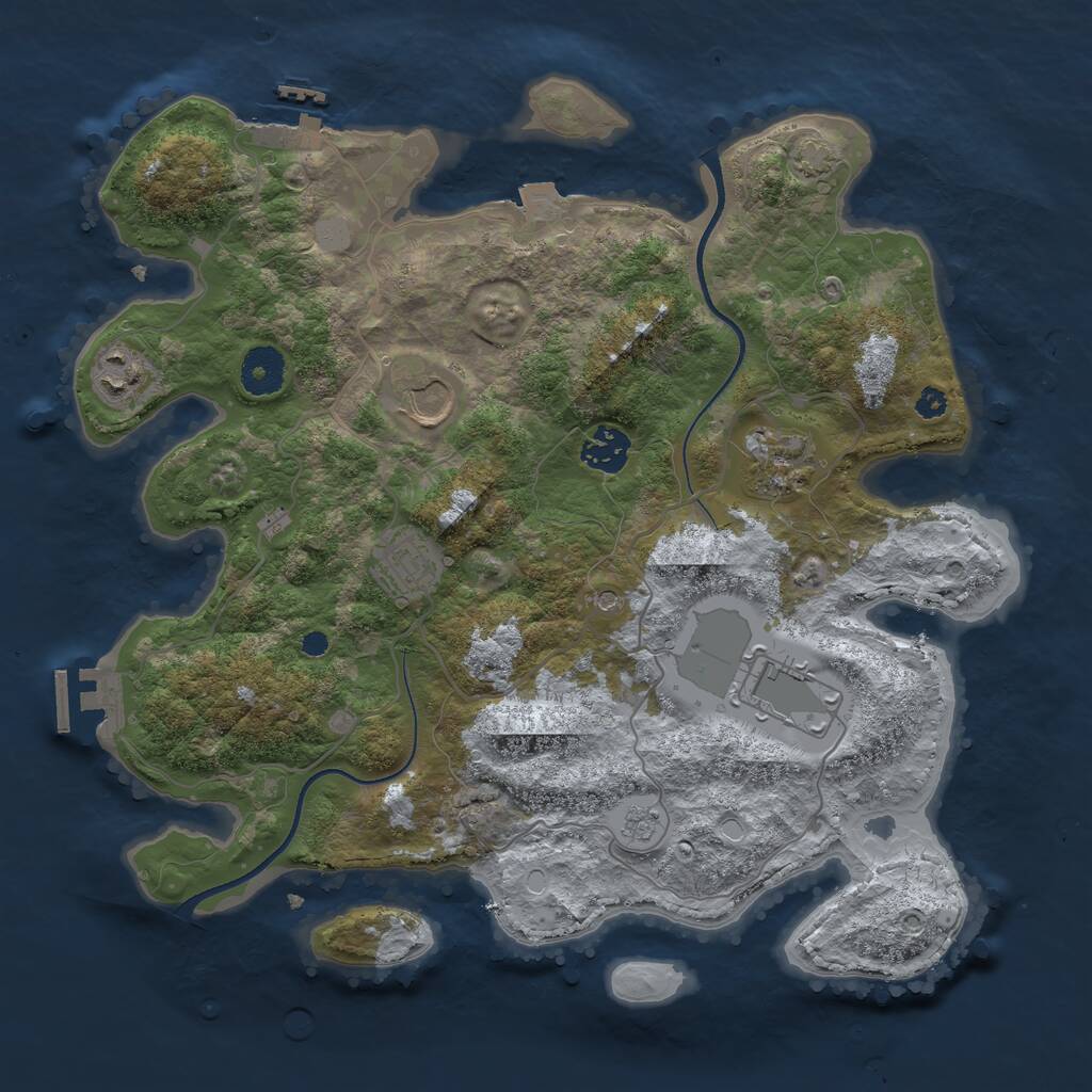 Rust Map: Procedural Map, Size: 3500, Seed: 1693044508, 12 Monuments