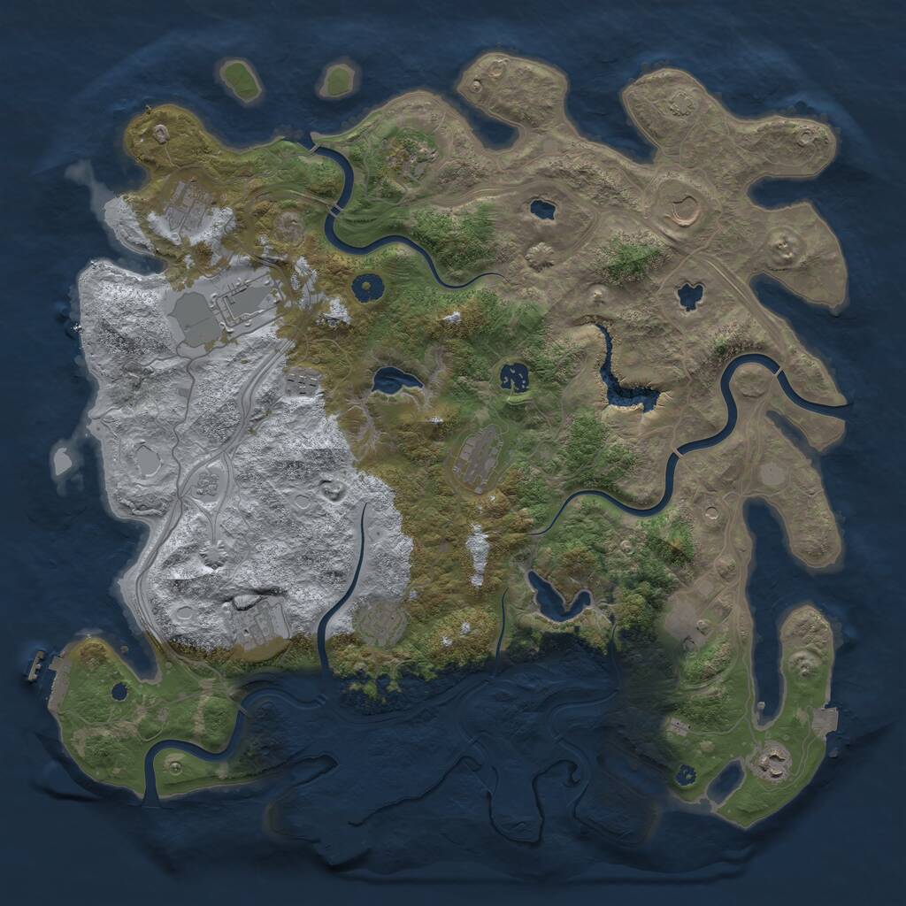 Rust Map: Procedural Map, Size: 4500, Seed: 1867802463, 17 Monuments