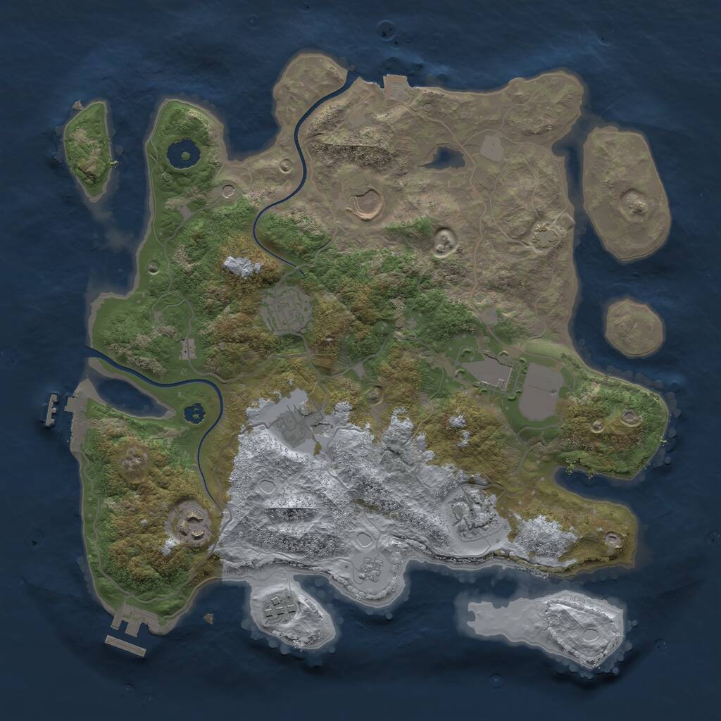 Rust Map: Procedural Map, Size: 3500, Seed: 1632775108, 13 Monuments