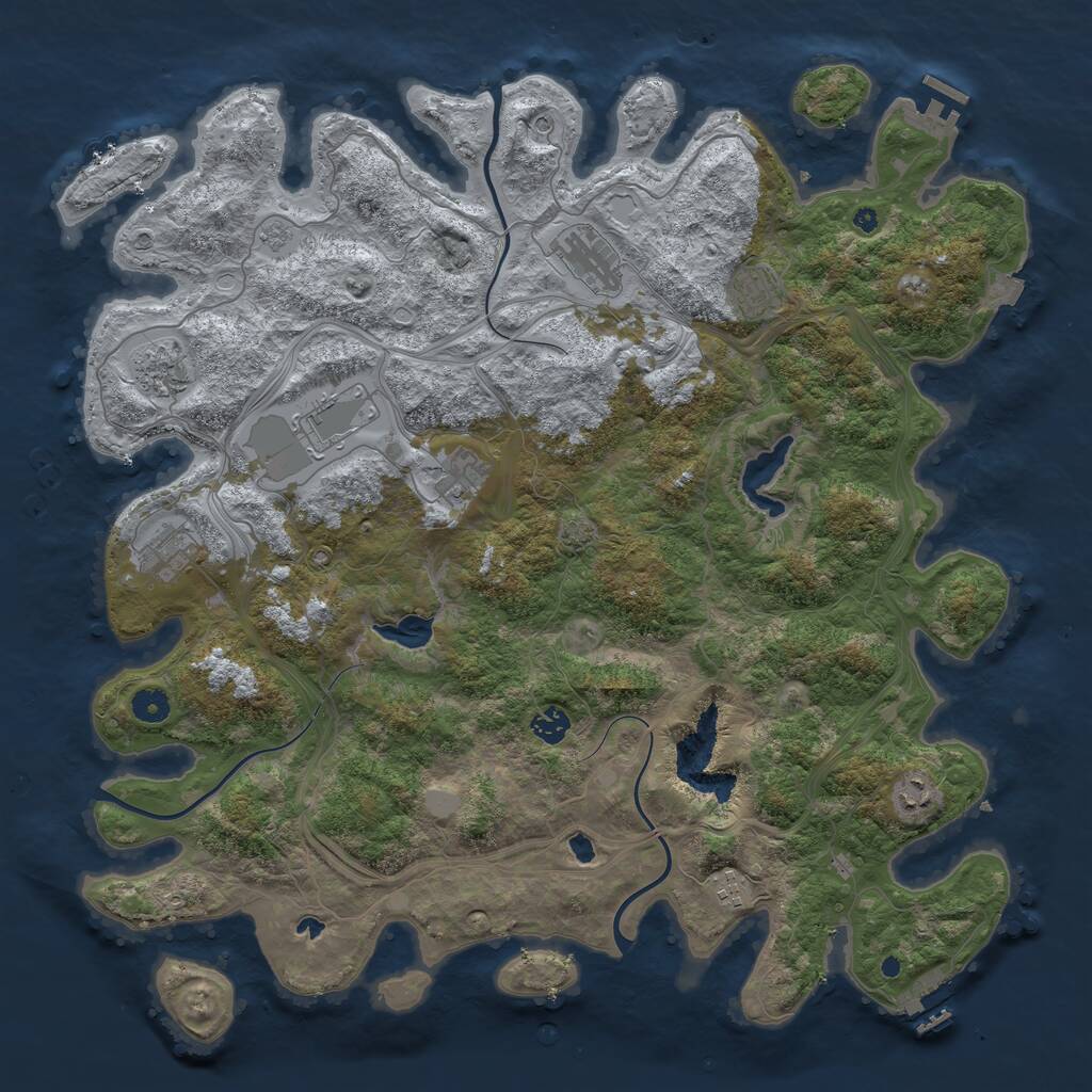 Rust Map: Procedural Map, Size: 4500, Seed: 1098445037, 15 Monuments