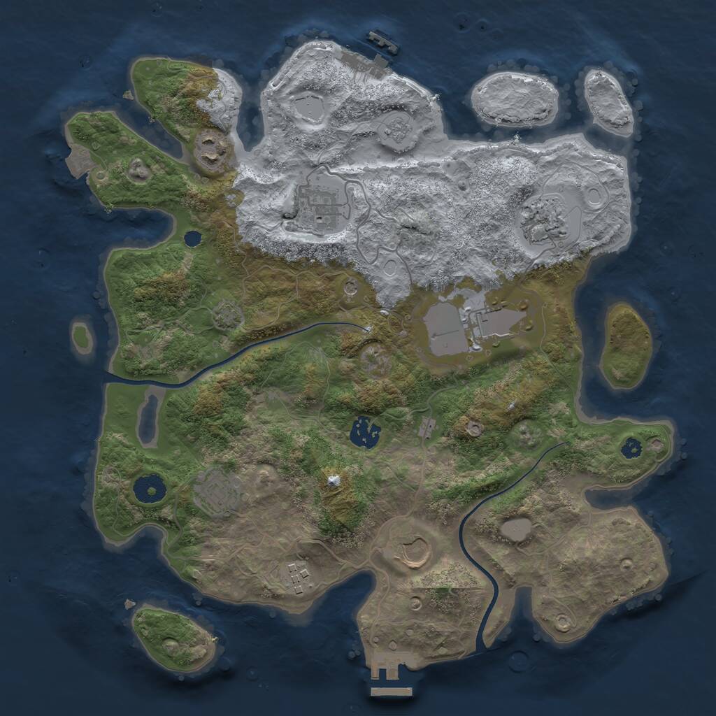 Rust Map: Procedural Map, Size: 3500, Seed: 471404775, 14 Monuments