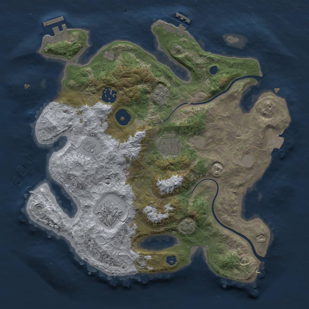 Rust Map: Procedural Map, Size: 3000, Seed: 136939270, 10 Monuments