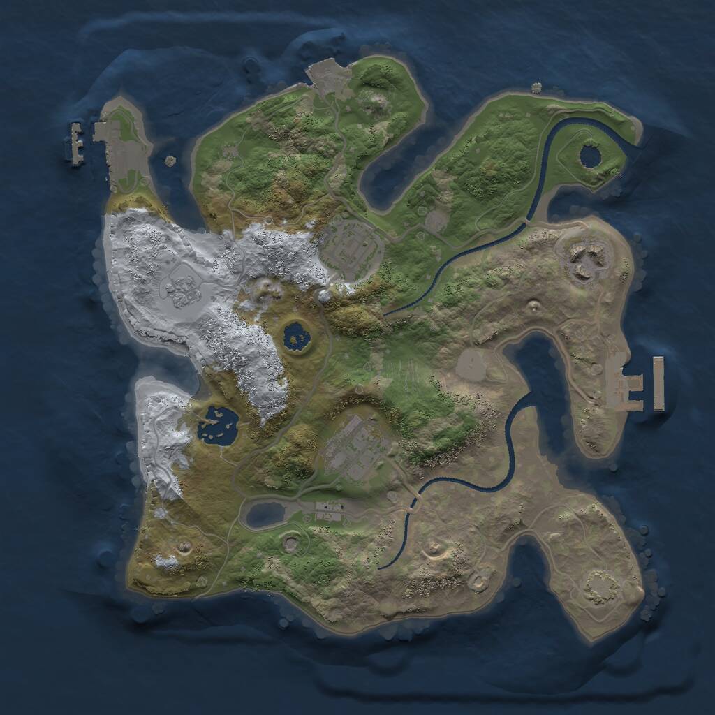 Rust Map: Procedural Map, Size: 2650, Seed: 980204134, 9 Monuments