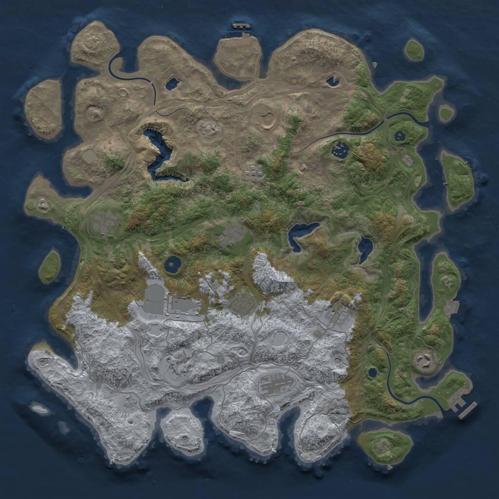 Rust Map: Procedural Map, Size: 4500, Seed: 493212794, 17 Monuments