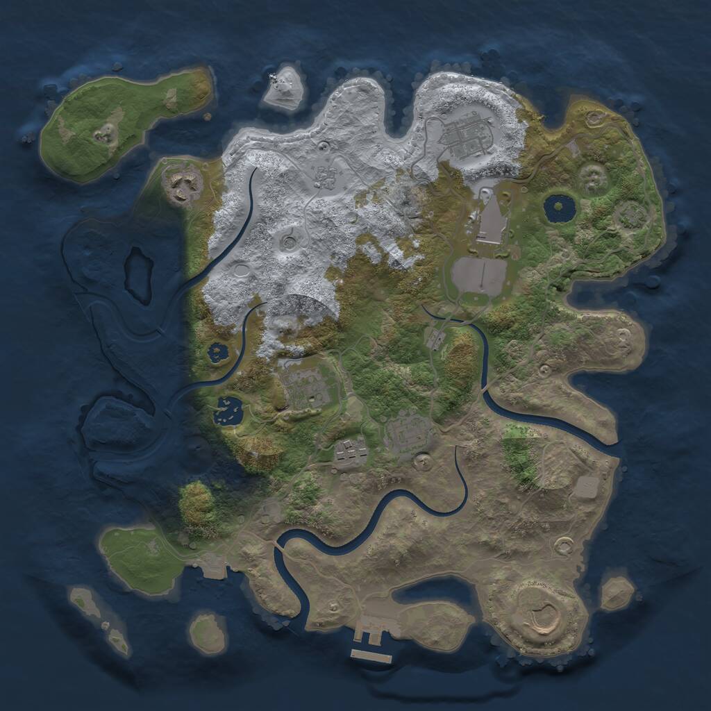 Rust Map: Procedural Map, Size: 3500, Seed: 24201, 13 Monuments