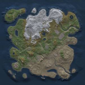 Thumbnail Rust Map: Procedural Map, Size: 3500, Seed: 24201, 11 Monuments